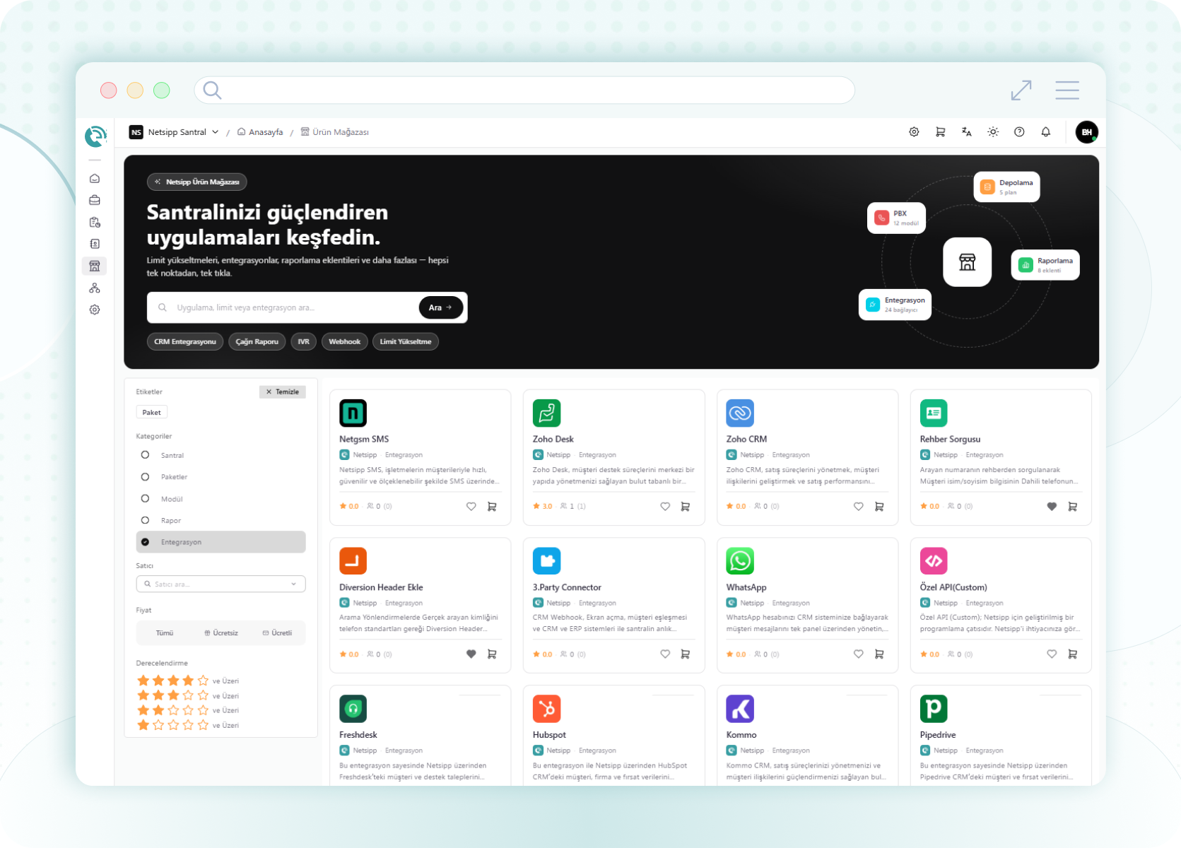 Marketplace entegrasyonları